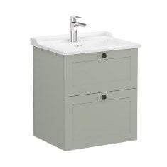 Vitra Root Classic 68854 Lavabo Dolabı, İki Çekmeceli, 60 Cm, Mat Retro Yeşil, Klasik Lavabolu